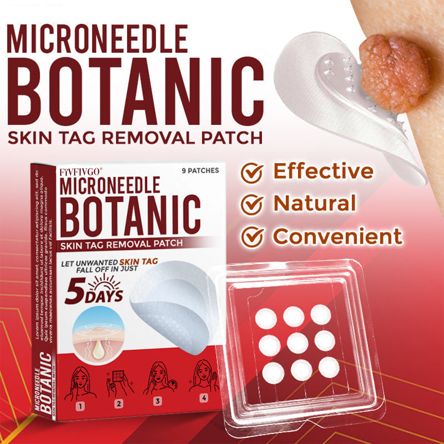 Fivfivgo® MicroNeedle Botanic Skin Tag Removal Patch 🇺🇸 Made in the USA